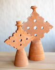 Chabi Chic Raw Terracotta Diamond Candle Holder - Available in 2 sizes