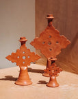 Chabi Chic Terracotta Orange Diamond Tadelakt Candle Holder - Available in 2 sizes