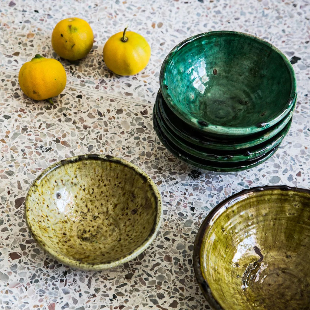 Handmade Green Tamegroute Moroccan Ceramic Bowl