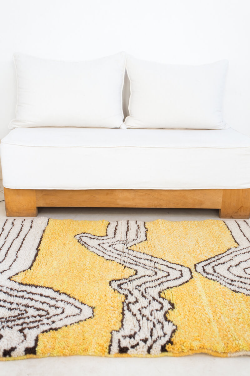 Sunscape Customizable Yellow, Black and White Moroccan Wool Area