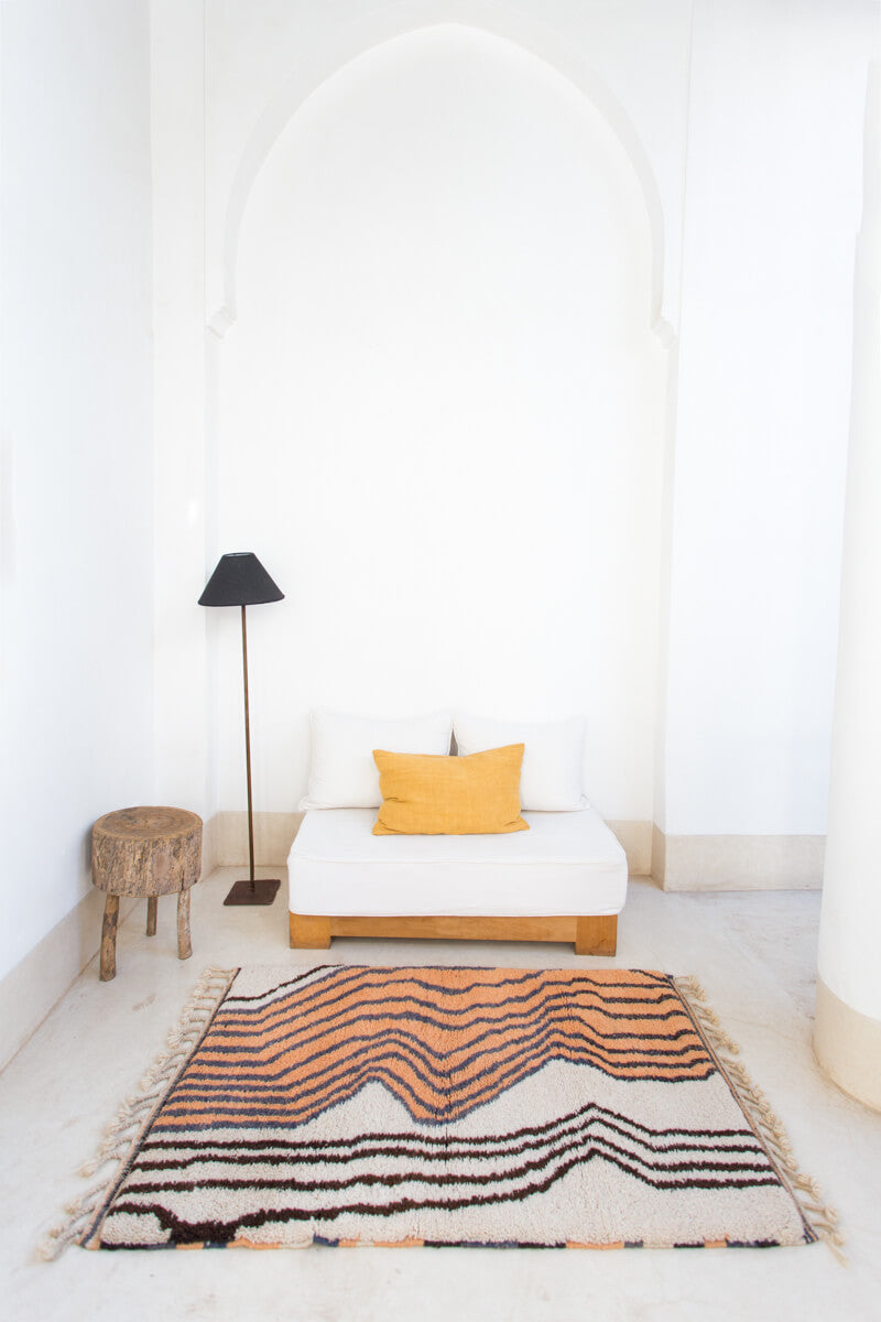TUSCANY Made-to-Order Terra Cotta, Brown, Navy and White Moroccan Wool Rug
