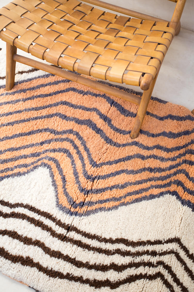 TUSCANY Made-to-Order Terra Cotta, Brown, Navy and White Moroccan Wool Rug