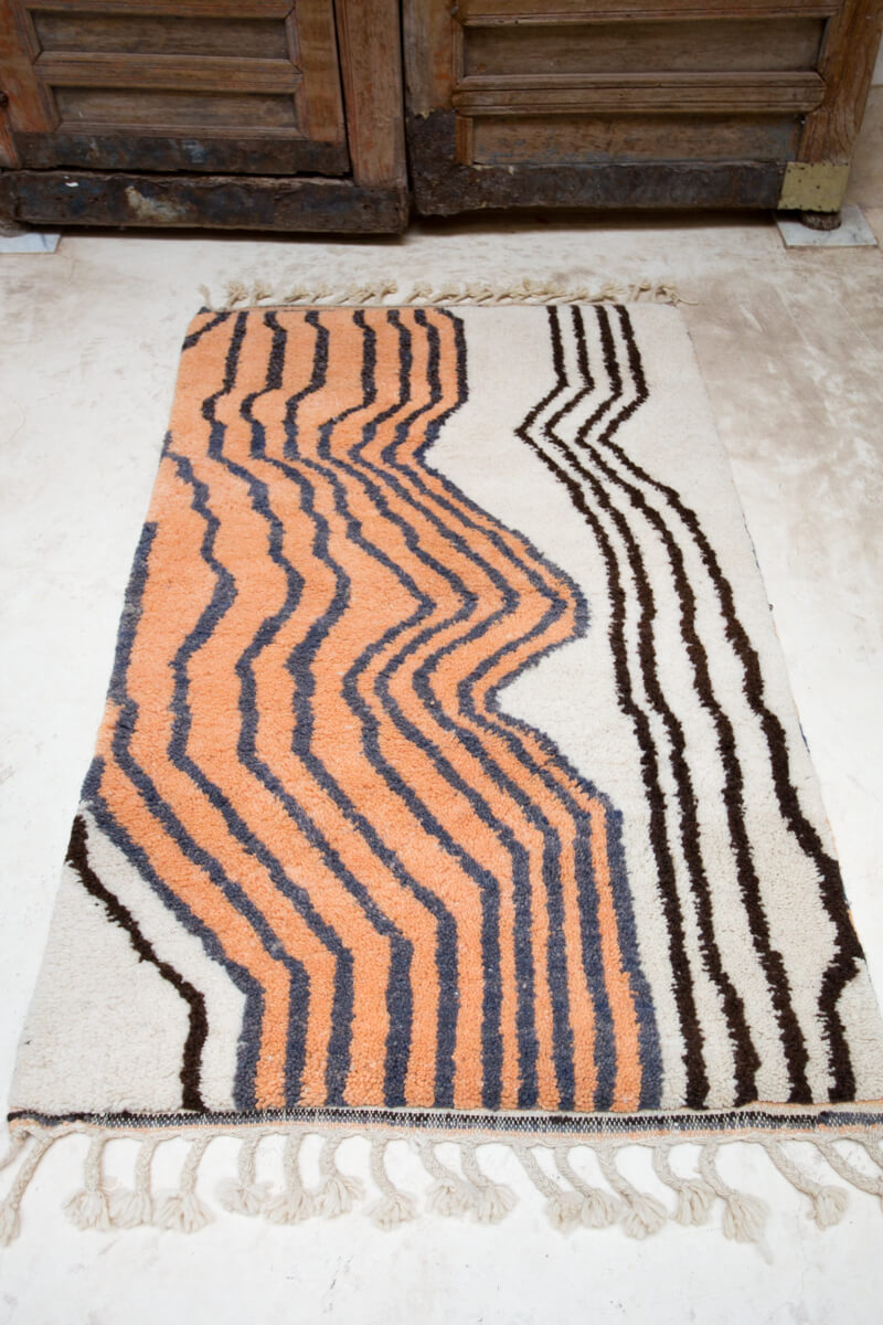 TUSCANY Made-to-Order Terra Cotta, Brown, Navy and White Moroccan Wool Rug