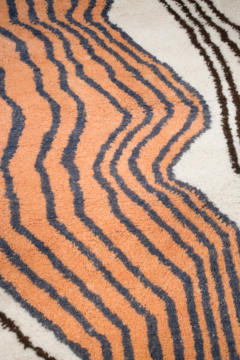 TUSCANY Made-to-Order Terra Cotta, Brown, Navy and White Moroccan Wool Rug