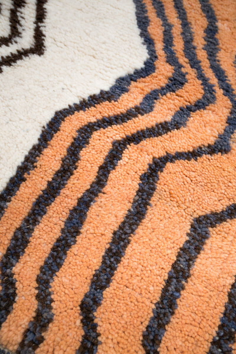 TUSCANY Made-to-Order Terra Cotta, Brown, Navy and White Moroccan Wool Rug