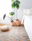 Made-to-Order Checkered Moroccan Wool Area Rug-Pink & Tan - Available in 3 Color Combinations