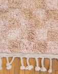 Made-to-Order Checkered Moroccan Wool Area Rug-Pink & Tan - Available in 3 Color Combinations