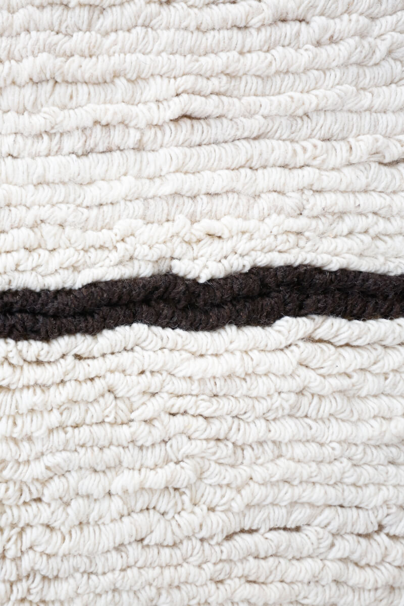 Neutral Striped Looped Pile Wool Area Rug - Beige, Gray, White & Brown/Black - 4x6 ft
