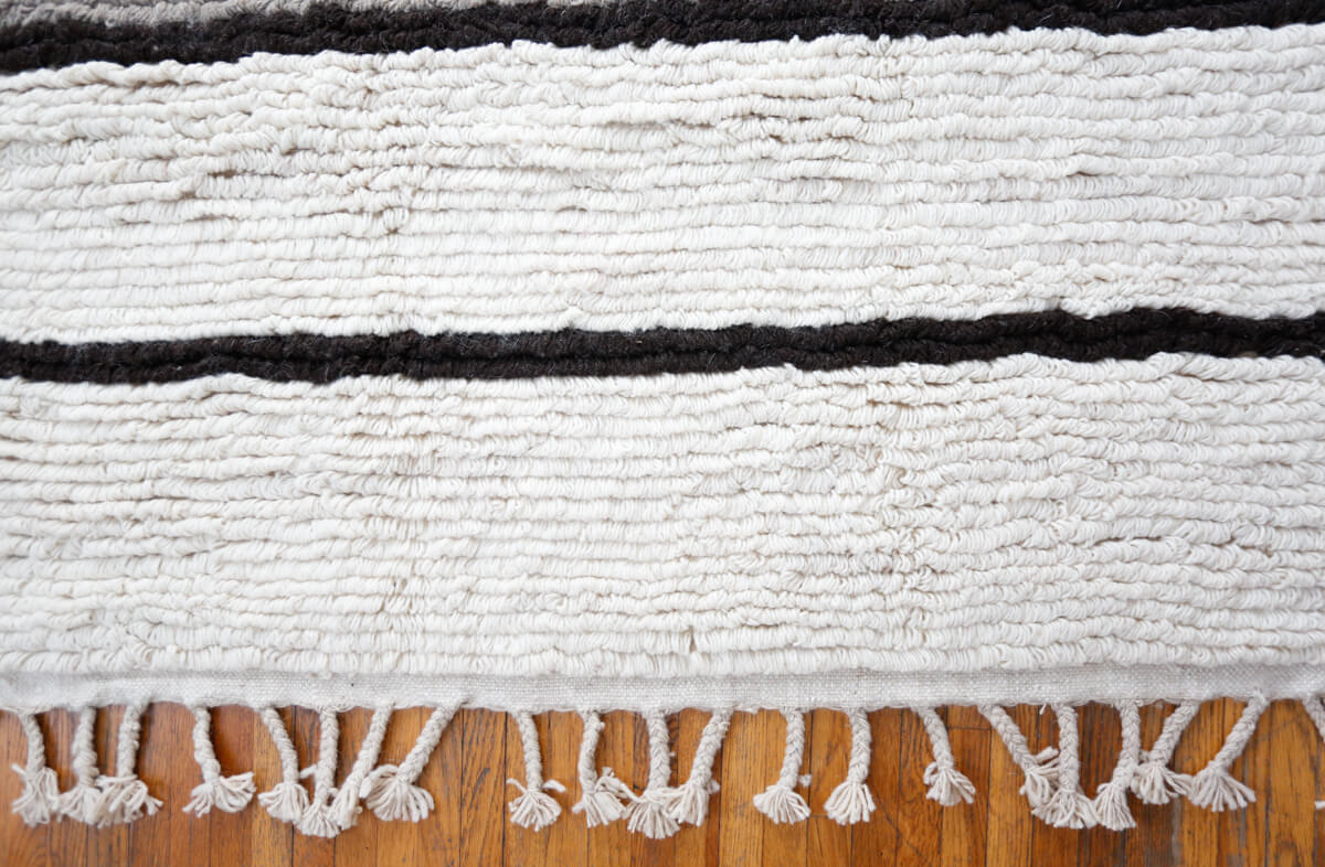 Neutral Striped Looped Pile Wool Area Rug - Beige, Gray, White & Brown/Black - 4x6 ft