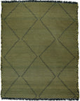 Black and Olive Green Made-to-order Zanafi Moroccan Wool Rug
