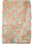 Coral & Sage Checker Beni Mini Moroccan Wool Rug - 2x3 ft