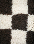 White & Brown Checker Beni Mini Moroccan Wool Rug 2x3 ft