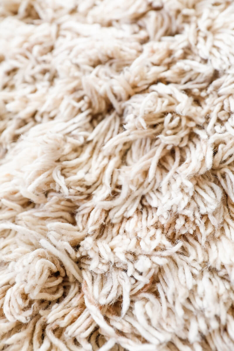 Made-to-order Ultra Shag Reversible Moroccan Wool Rug - White w. Multicolor Stripe Back