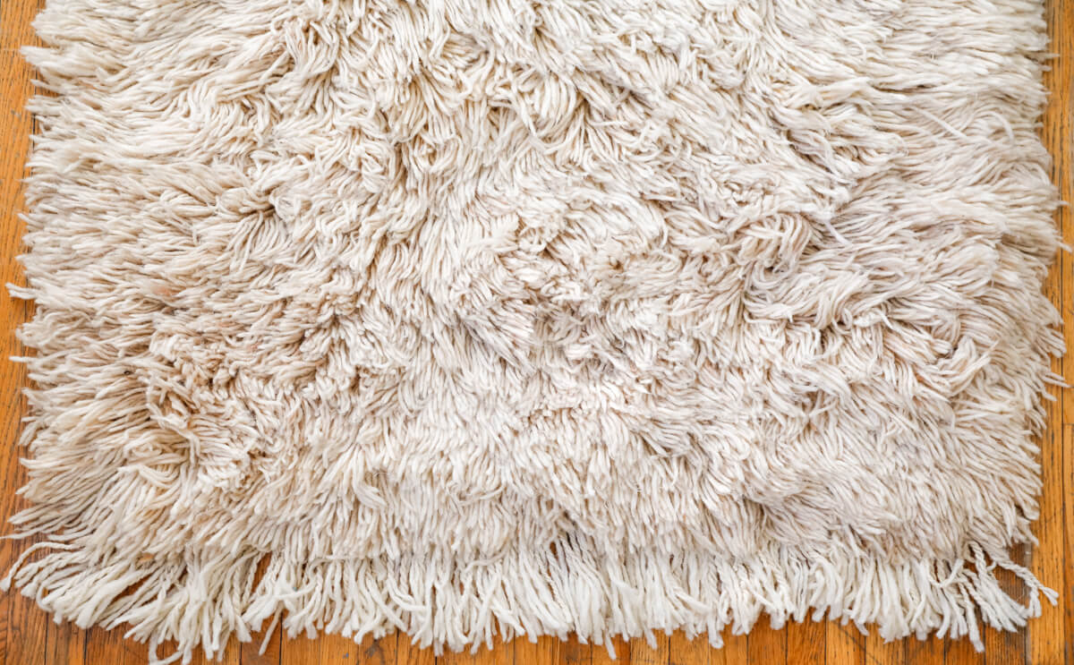 Made-to-order Ultra Shag Reversible Moroccan Wool Rug - White w. Multicolor Stripe Back