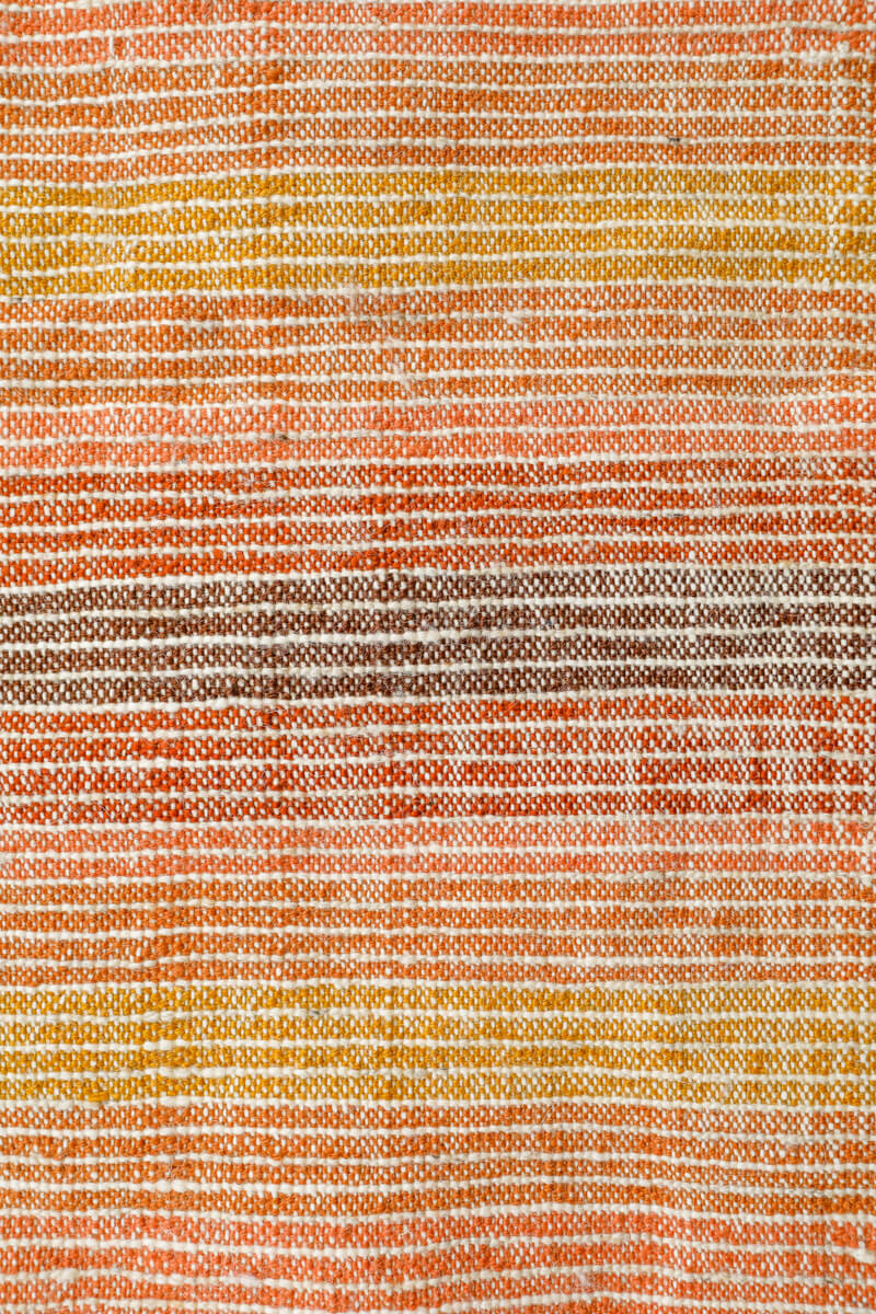 Made-to-order Sunset Reversible Shag Moroccan Wool Rug - Natural White with Striped Back