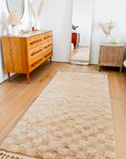 Made-to-Order Checkered Moroccan Wool Area Rug-Pink & Tan - Available in 3 Color Combinations
