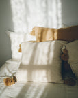 20" Moroccan Pom Pom Pillow - Cream with Beige Pom-poms