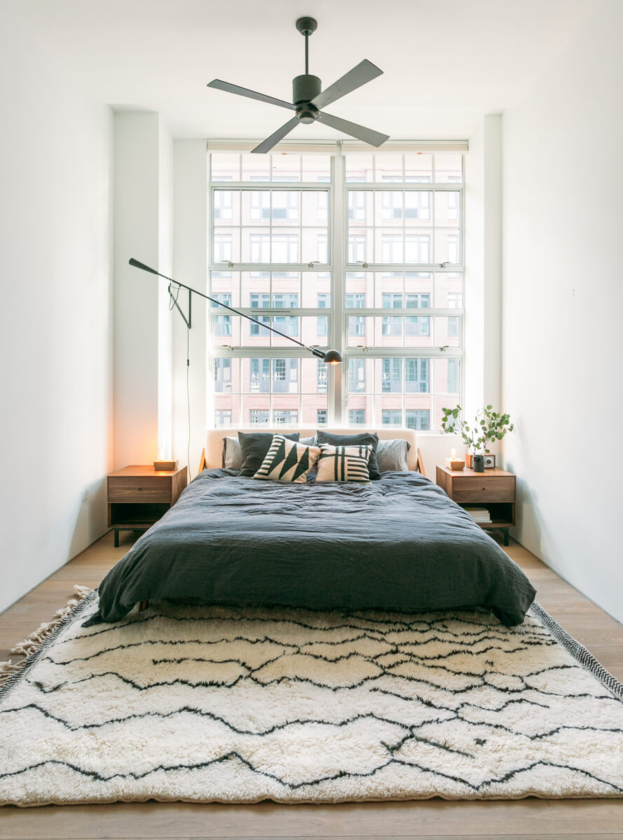 "Automata" White with Black Abstract Lines Beni Ourain Moroccan Rug - 8'9" x 5'3" (266x160cm)