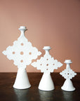 Ouive White Tadelakt Candlestick - Chabi Chic - Available in 3 sizes