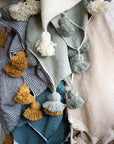 Moroccan Pom Pom Throw Blanket - Teal Blue