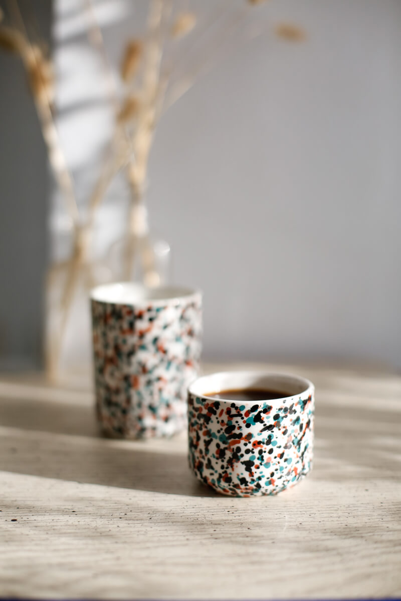 Set of 2 Handmade Ceramic Cappuccino Cups 
