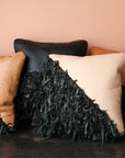 Geometric Shag Leather Decorative Pillow - Desert Sand - 18 x 18" inches