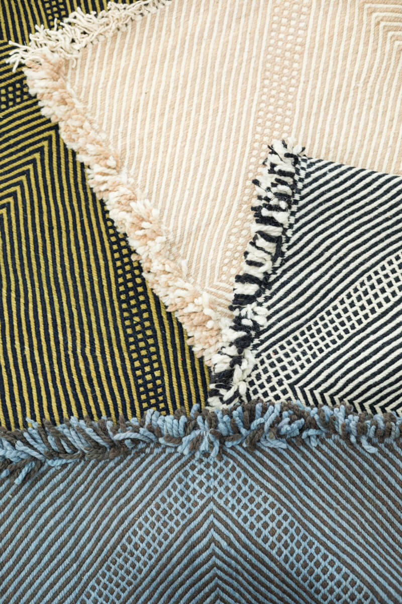 Black and Olive Green Zanafi Moroccan Wool Rug - 6 x 8'