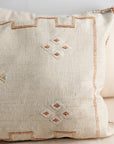 Linen Color Embroidered Moroccan "Sabra Cactus Silk" Lumbar Pillow - 16