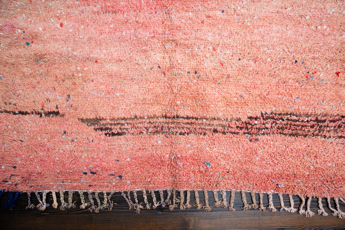 FUNFETTI - Vintage Pink Boujaad/Boucherouite Moroccan Rug 7&#39;3&quot; x 5&#39;3&quot;