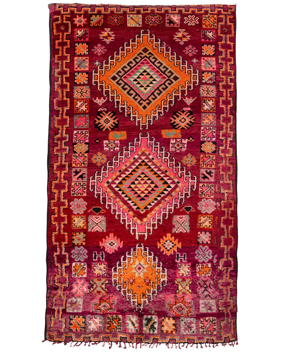 WELCOME - Vintage Wine Rehamna Moroccan Rug - 12'8 x 6'8 - Ouive Rugs