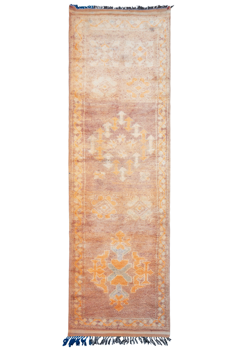CHARLOTTE - Lavender and Gold Vintage Boujaad Moroccan Runner Rug - 9&#39;7 x 2&#39;8&quot;