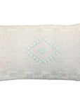 Linen color Embroidered Moroccan "Sabra Cactus Silk" Lumbar Pillow - 22