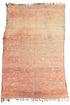 Vintage Blush Pink Boujaad Wool Moroccan Rug With Blue Squares Pattern