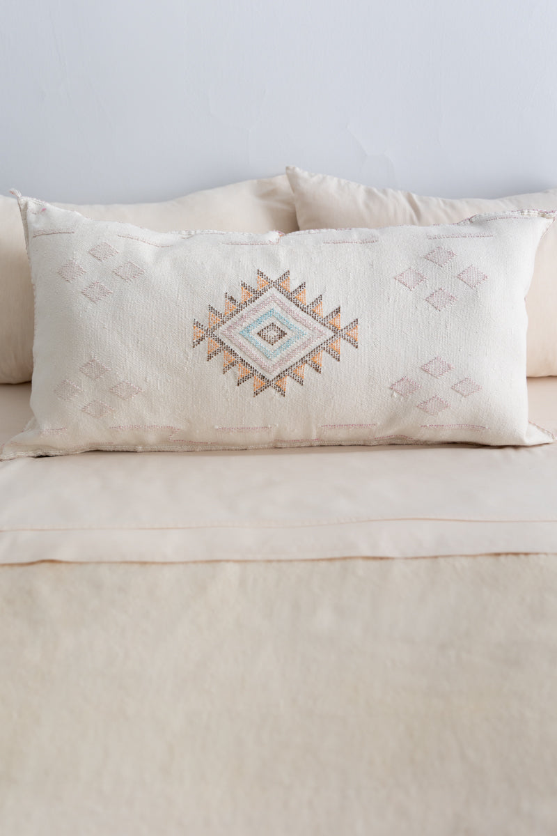 White Moroccan Sabra Lumbar Pillow - 24