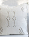 SET of 2 - Off-White Embroidered Moroccan "Sabra Cactus Silk" Pillow - 42