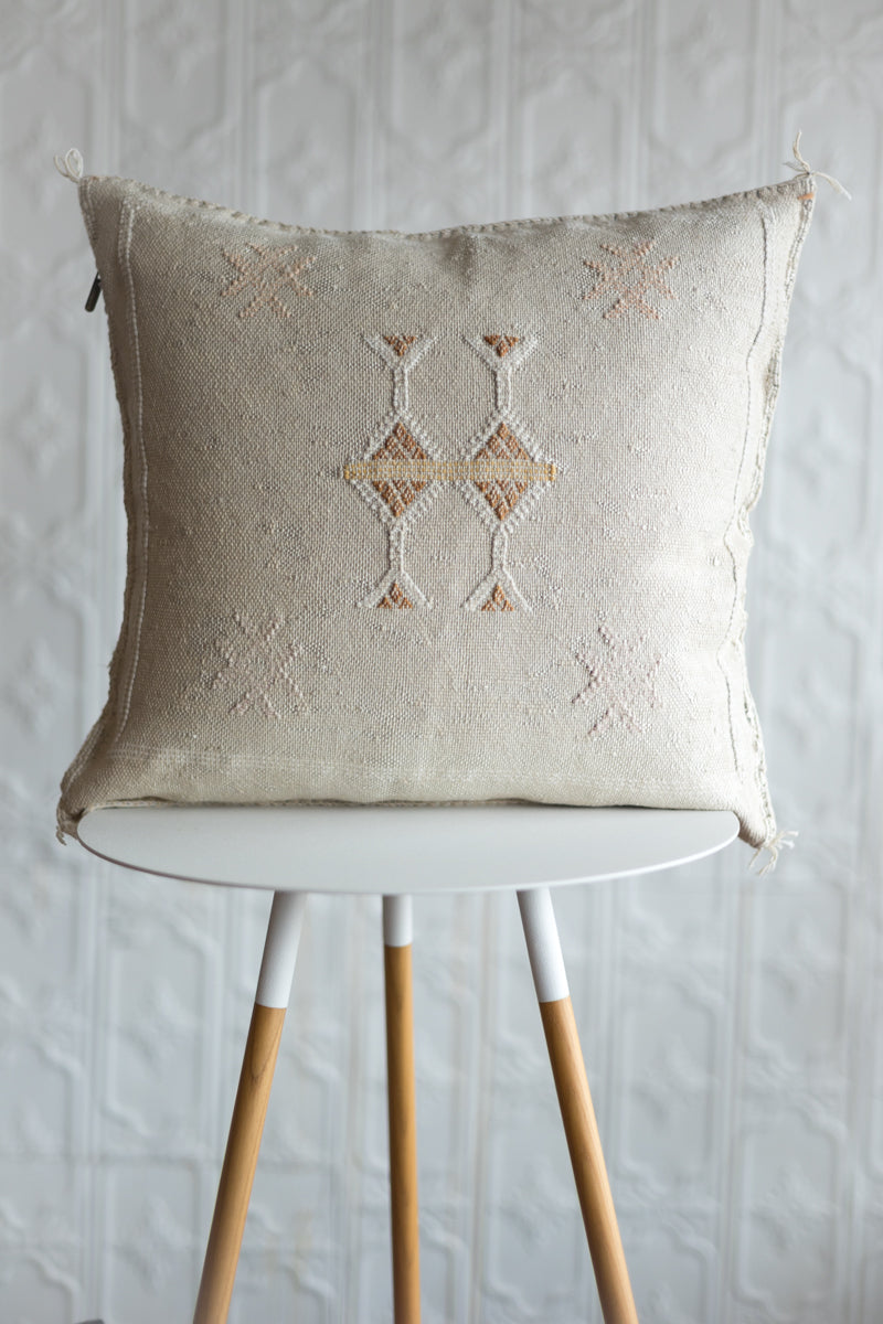 Sand Handmade Moroccan &quot;Sabra Cactus Silk&quot; Pillow - 55