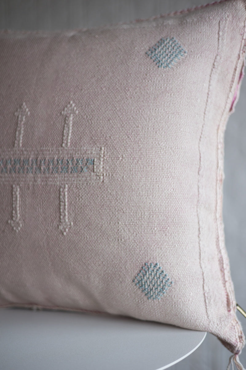 Icy Pale Pink Handmade Moroccan &quot;Sabra Cactus Silk&quot; Pillow - 59
