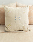 Cream with Light Blue + Canary Yellow Moroccan "Sabra Cactus Silk" Pillow