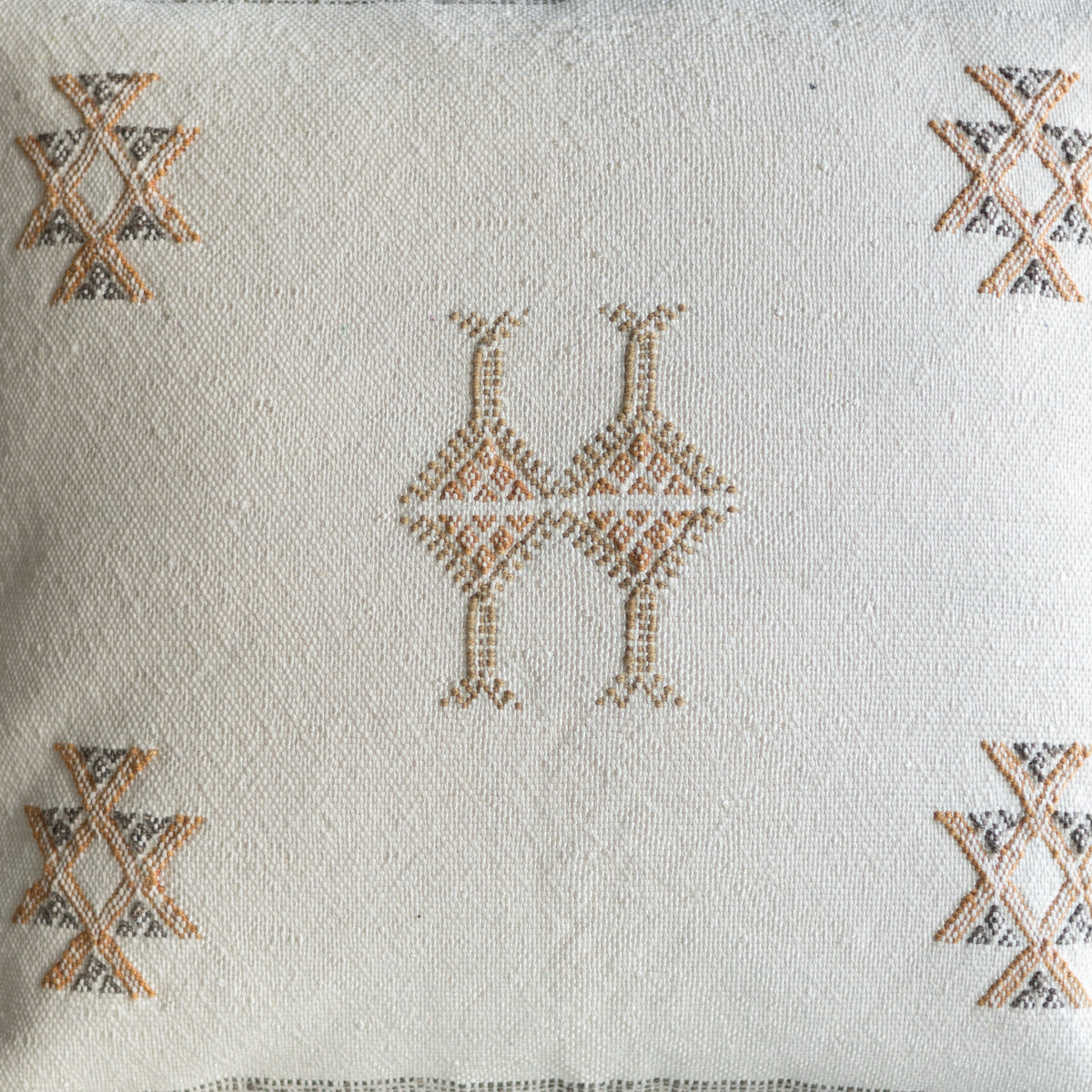 White Moroccan Sabra Cactus Silk Pillow - 112