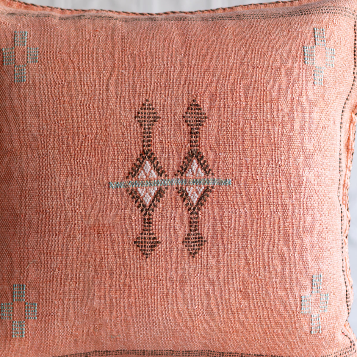 Coral Moroccan Sabra Cactus Silk Pillow - 145