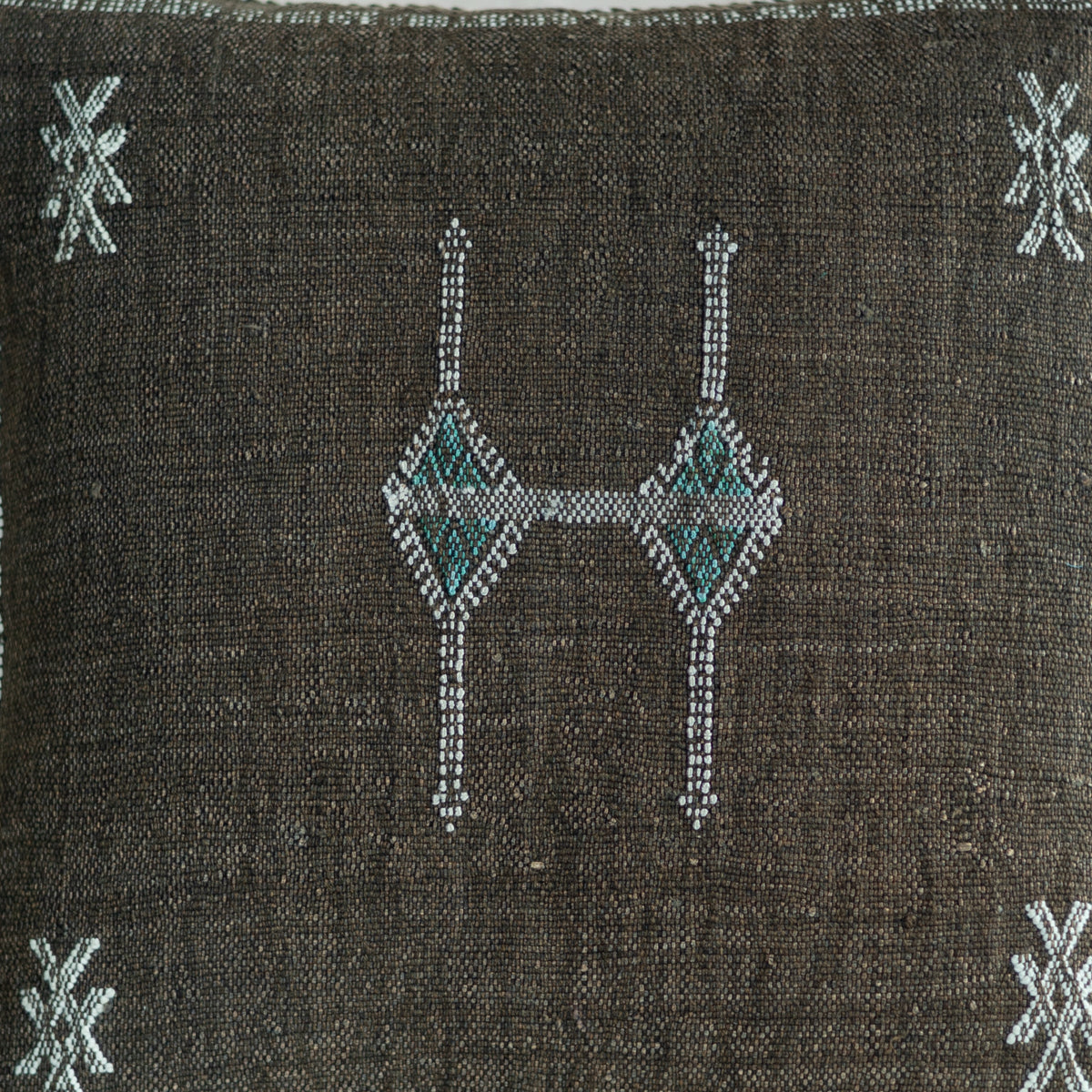 Dark Brown Moroccan Sabra Cactus Silk Pillow - 164