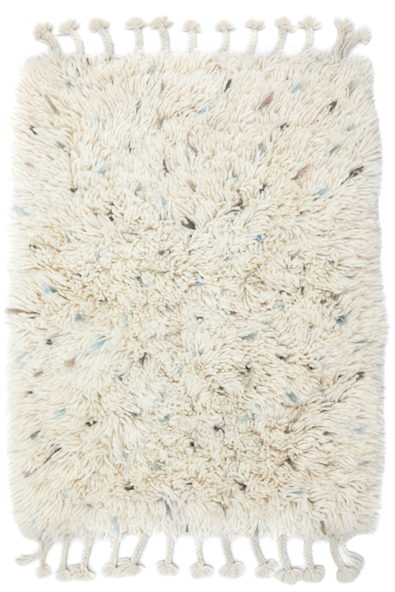 Soft Mini Rug Mini Reversible Shag Moroccan Wool Rug - Blue & Grey Speckle - 2x3 ft ...