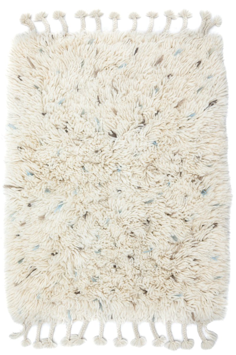 Mini Reversible Shag Moroccan Wool Rug - Blue & Grey Speckle - 2 x 3 ft