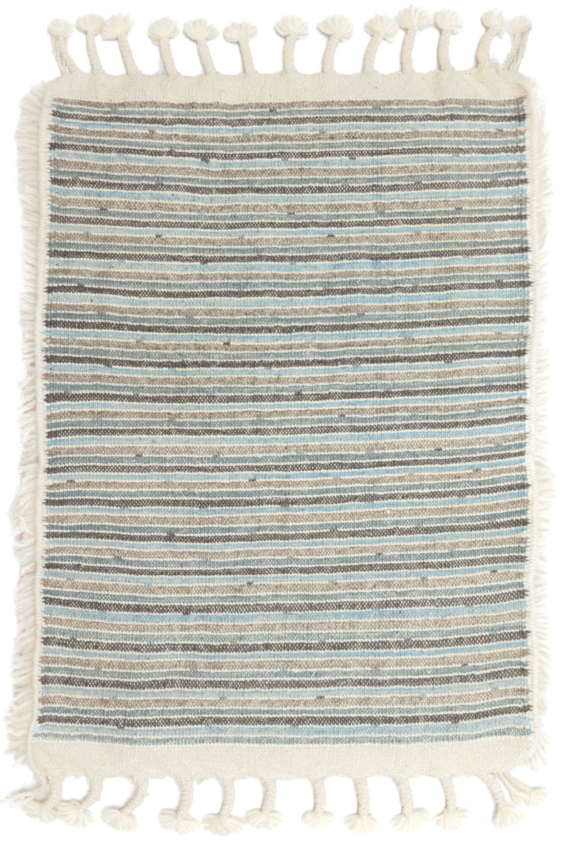 Mini Reversible Shag Moroccan Wool Rug - Blue & Grey Speckle - 2x3 ft ...