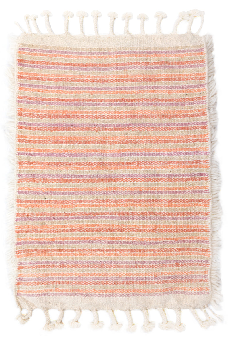 Mini Reversible Shag Moroccan Wool Rug - Peach &amp; Pink Speckle - 2x3 ft