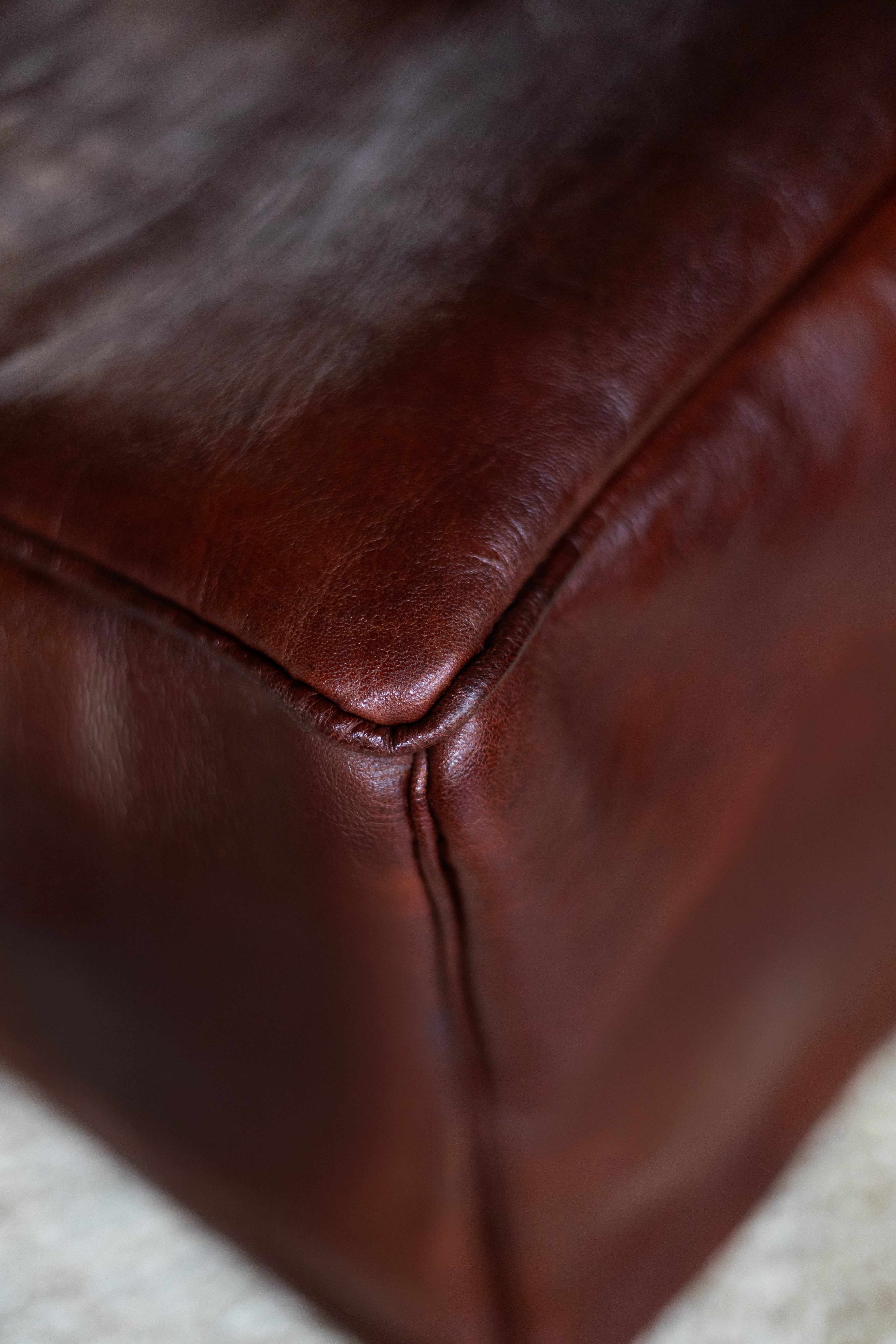 Cherrywood Luxury Genuine Leather Cube Pouf - 20 Cherrywood Luxury Genuine Leather Cube Pouf - 20