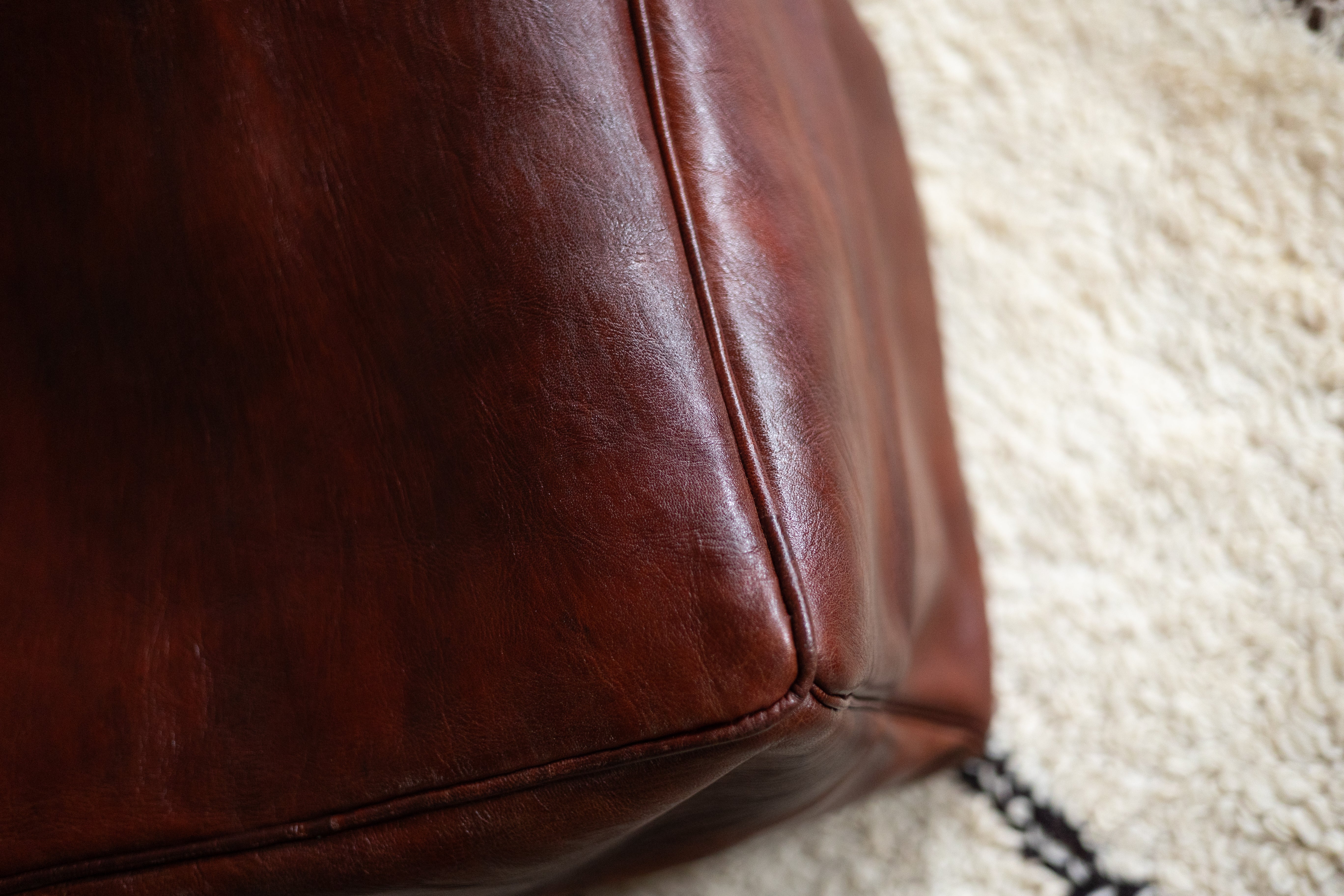 Cherrywood Luxury Genuine Leather Cube Pouf - 20 Cherrywood Luxury Genuine Leather Cube Pouf - 20