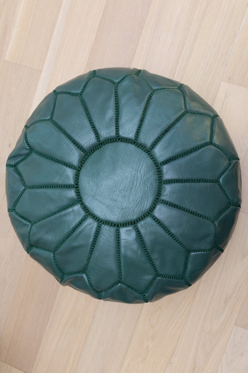 Teal-Green-Blue-Ouive-Genuine-Leather-Moroccan-Pouf