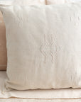 Bone Embroidered Moroccan "Sabra Cactus Silk" Pillow - 61