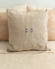 Light Beige Embroidered Moroccan "Sabra Cactus Silk" Pillow - 63
